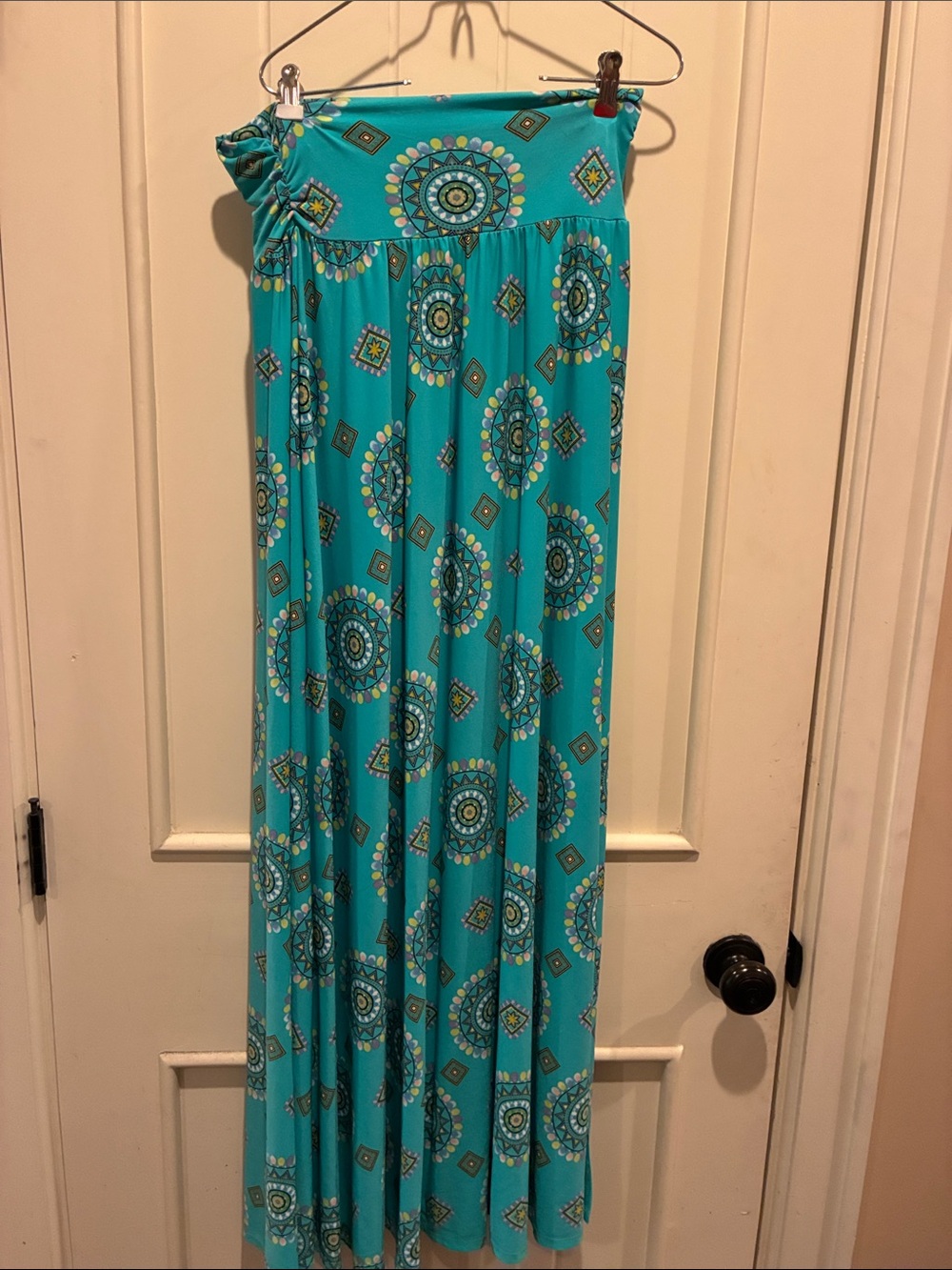 New York and Company Turquoise Printed Strapless Maxi Dress